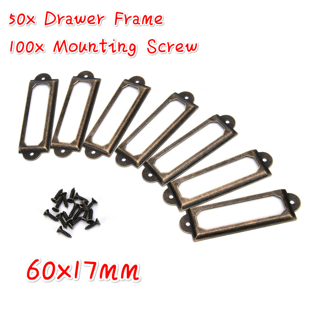 Furniture Hardware Names - 50個アンティーク真鍮金属ラベルプルフレームハンドルファイル名カードホルダー家具ハードウェア家具キャビネット用引き出しボックスケース