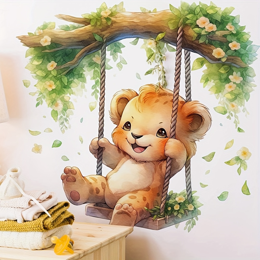 Furniture Paradise & Hardware Ghaziabad - 1 漫画動物パラダイスかわいい小さなヒョウスイングウォールステッカー部屋の装飾背景壁自己粘着ステッカーポーチキッチン玄関部屋の壁の装飾自己粘着ステッカー