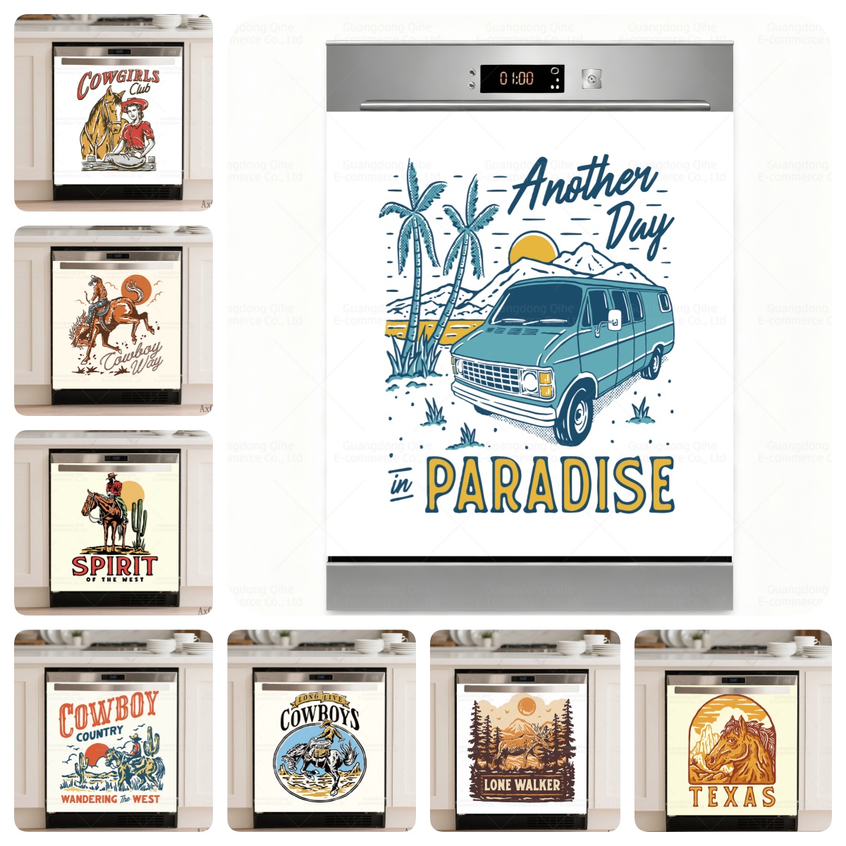 Furniture Paradise & Hardware Ghaziabad - ウエスタンカウボーイ＆パラダイスバン食器洗い機ステッカー防水デカール壁紙用自己粘着キッチン洗濯機装飾