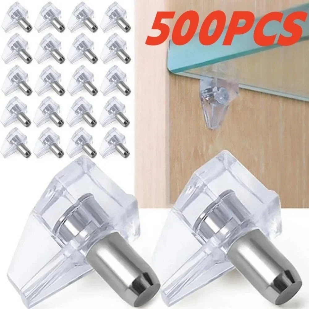 Shelf Peg Support - 500/200/50/10 個透明棚スタッドペグ金属サポートセパレーター固定キャビネットワードローブ棚ガラスプレートサポートホルダー