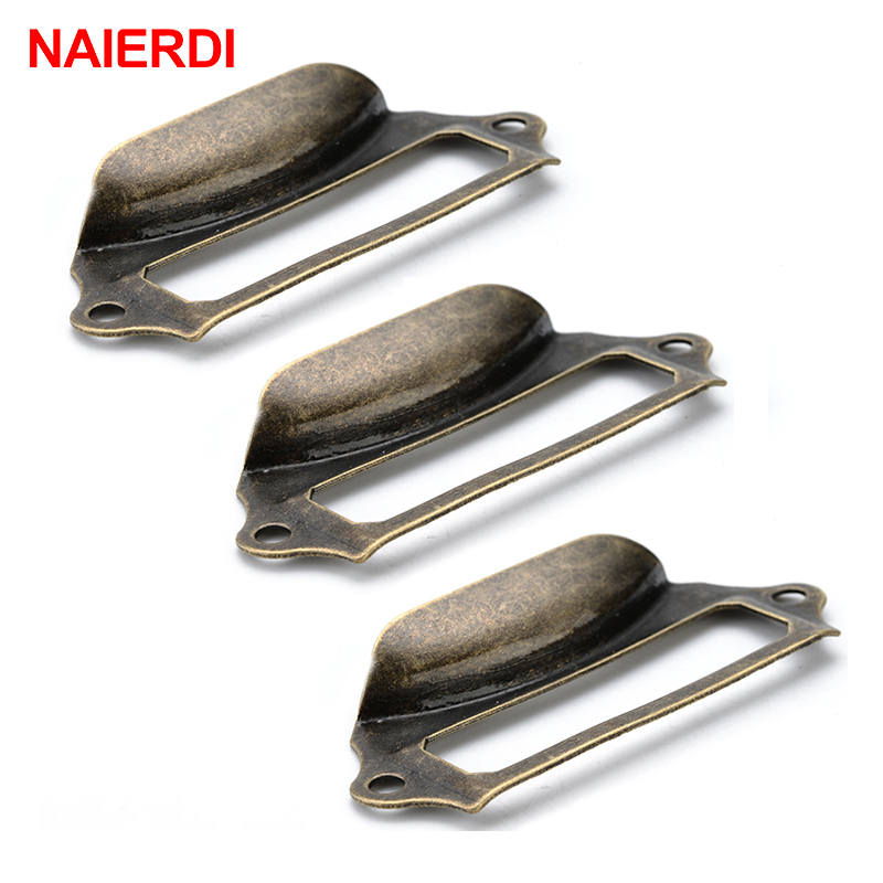 Furniture Hardware Names - 10 個 NAIERDI アンティークハンドルボックスラベルレトロプルフレームハンドル名カードホルダーノブキャビネット引き出しドア家具ハードウェア