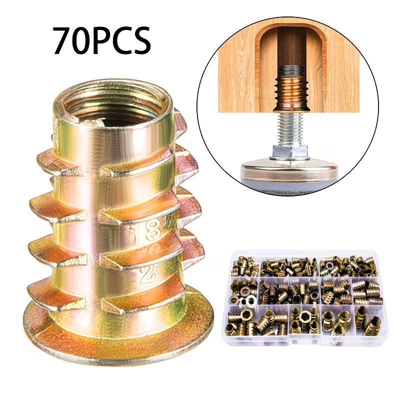 70個入りネジ付きインサートナットEナットキットフラッシュナ - Furniture Hardware Threaded Inserts のレビューと価格