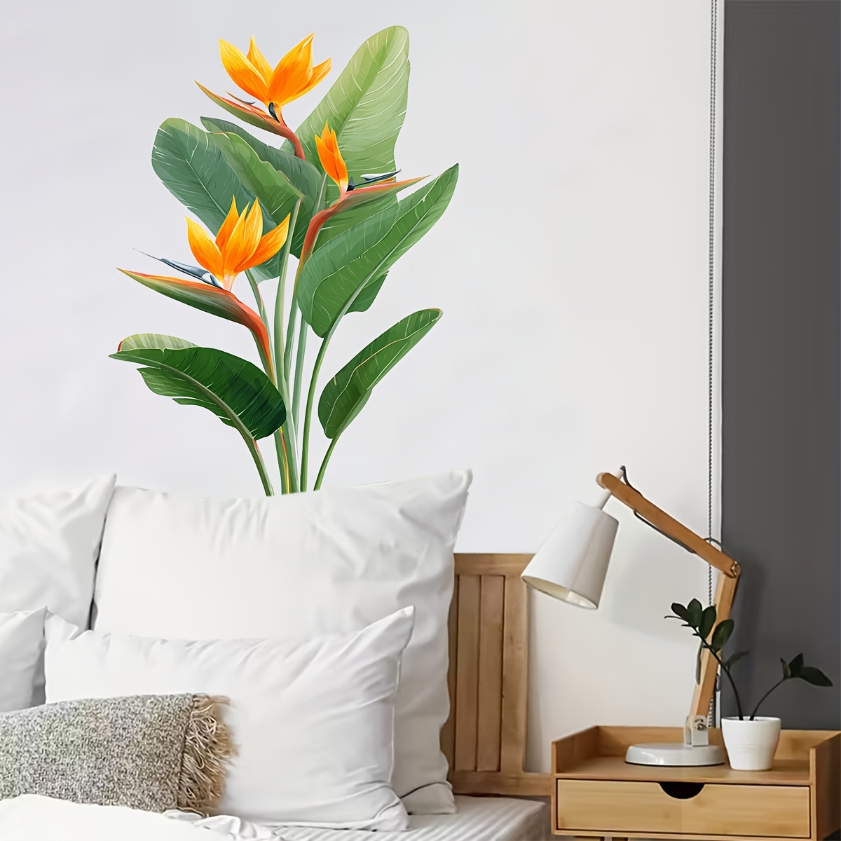 ジャングルリーフウォールステッカー1枚、極楽鳥花植物ステッカ - Furniture Paradise & Hardware Ghaziabad のレビューと価格
