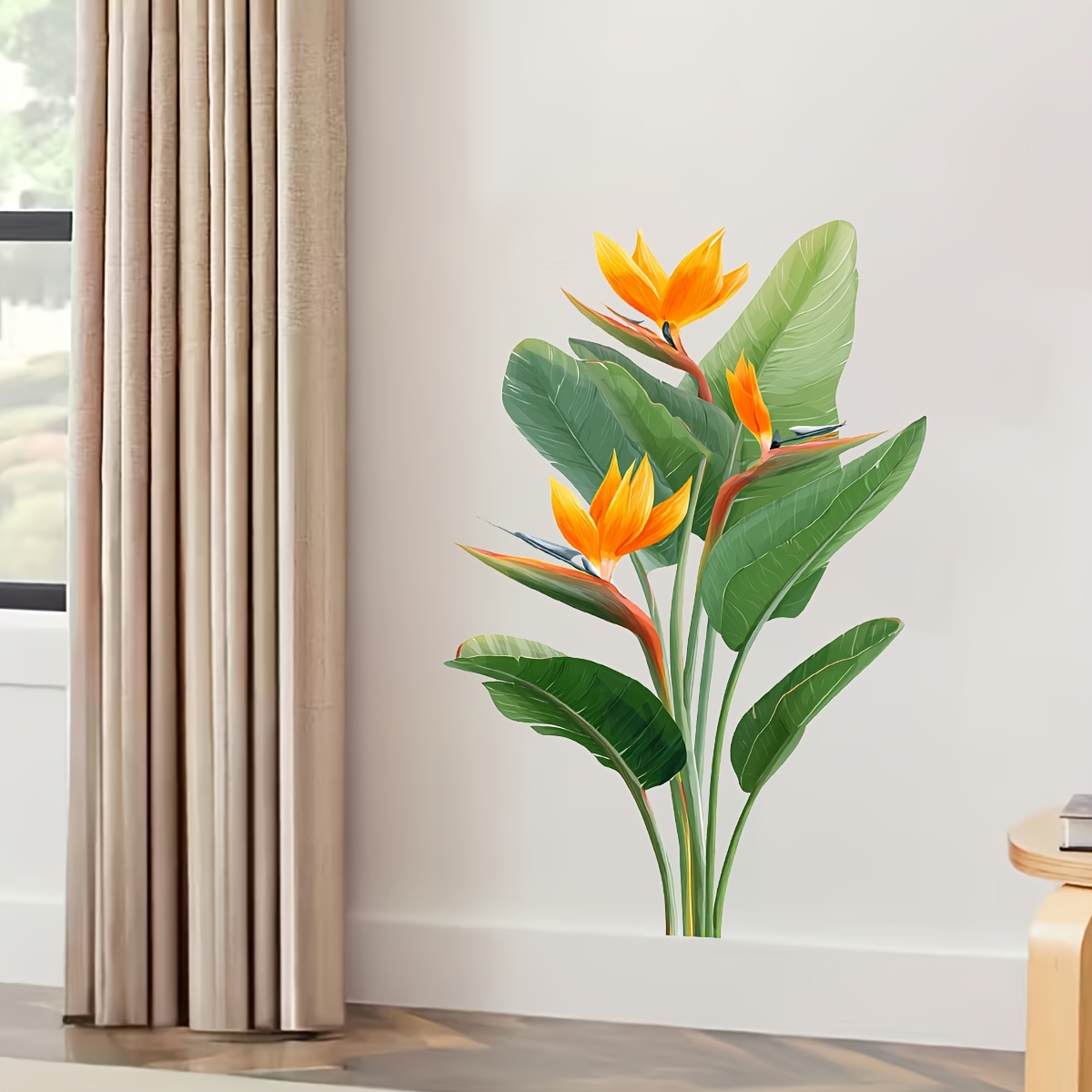 ジャングルリーフウォールステッカー1枚、極楽鳥花植物ステッカ - Furniture Paradise & Hardware Ghaziabad のレビューと価格