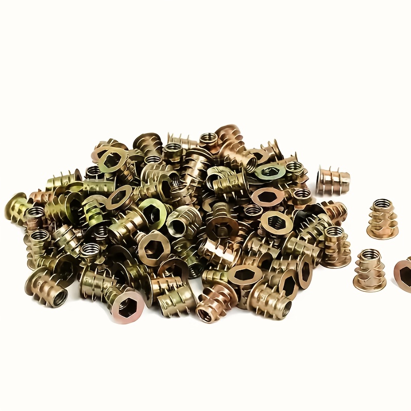 100個入り亜鉛合金製ねじ込みインサートM6ナット、台形ナッ - Furniture Hardware Threaded Inserts のレビューと価格
